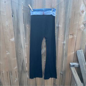 Hard Tail Forever Marble Fold Over Black Boot Cut Flare Yoga Legging Pants S